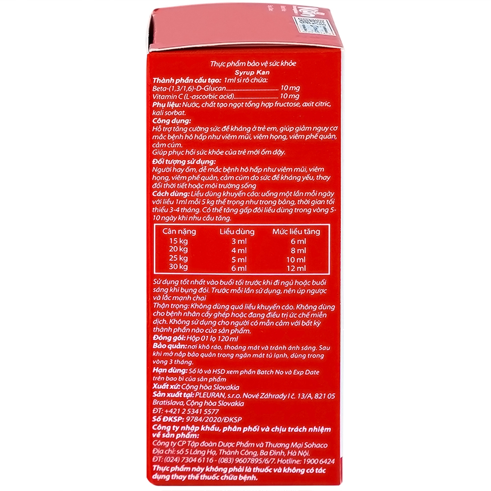 Hình ảnh Syrup Kan Imunoglukan P4H Pleuran hỗ trợ tăng cường đề kháng ở trẻ em (120ml)