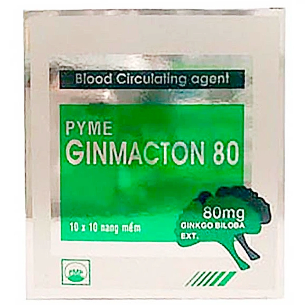Hình ảnh Thuốc Pyme Ginmacton 80mg Pymepharco điều trị rối loạn mạch máu ngoại biên (10 vỉ x 10 viên)
