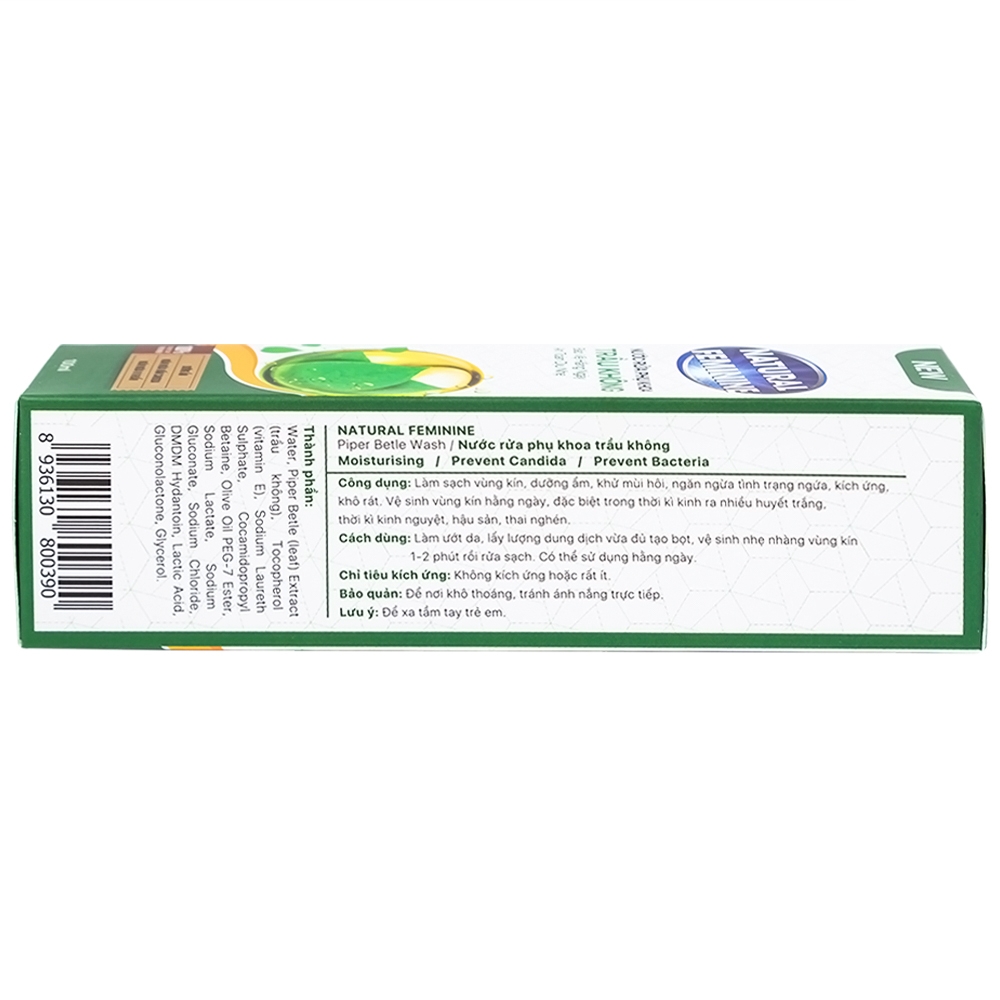 Hình ảnh Nước rửa phụ khoa Natural Feminine Trầu Không làm sạch vùng kín, dưỡng ẩm, khử mùi hôi (100ml)