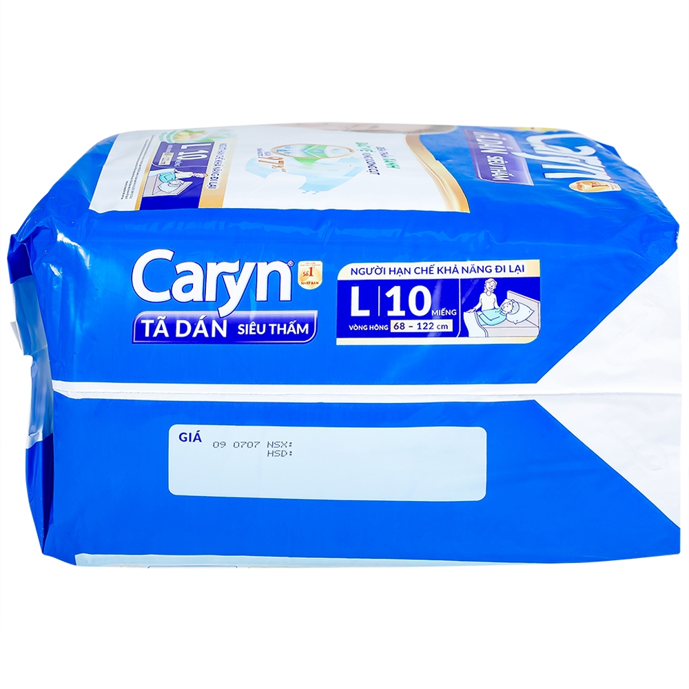 Hình ảnh Tã dán người lớn Caryn siêu thấm size L10, vòng hông 68 x 122cm (10 miếng)