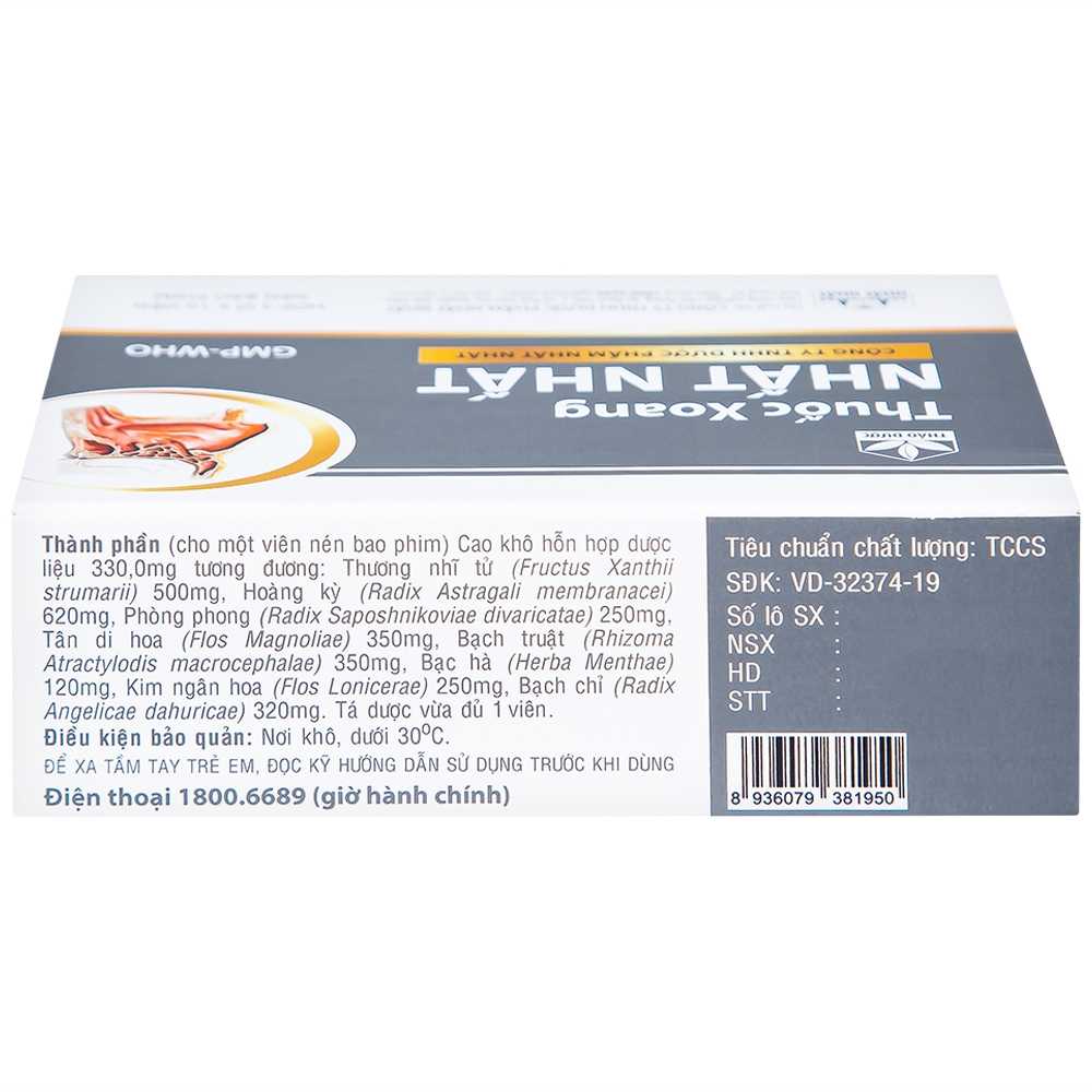 Hình ảnh Thuốc Xoang Nhất Nhất điều trị nghẹt mũi, viêm mũi dị ứng, viêm xoang cấp (3 vỉ x 10 viên)