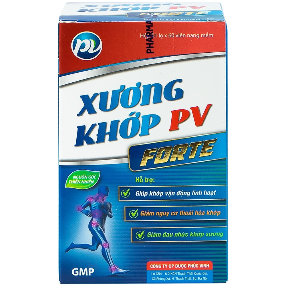 Hình ảnh Viên nang mềm Xương Khớp PV Forte hỗ trợ khớp, giảm nguy cơ thoái hóa khớp (60 viên)