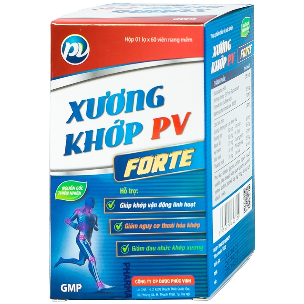 Hình ảnh Viên nang mềm Xương Khớp PV Forte hỗ trợ khớp, giảm nguy cơ thoái hóa khớp (60 viên)