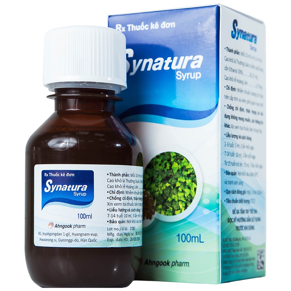 Hình ảnh Siro Synatura Ahngook điều trị nhiễm khuẩn hô hấp, viêm phế quản (100ml)