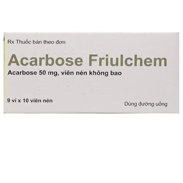Hình ảnh Thuốc Acarbose Friulchem 50mg Famar hỗ trợ điều trị đái tháo đường típ 2 (9 vỉ x 10 viên)