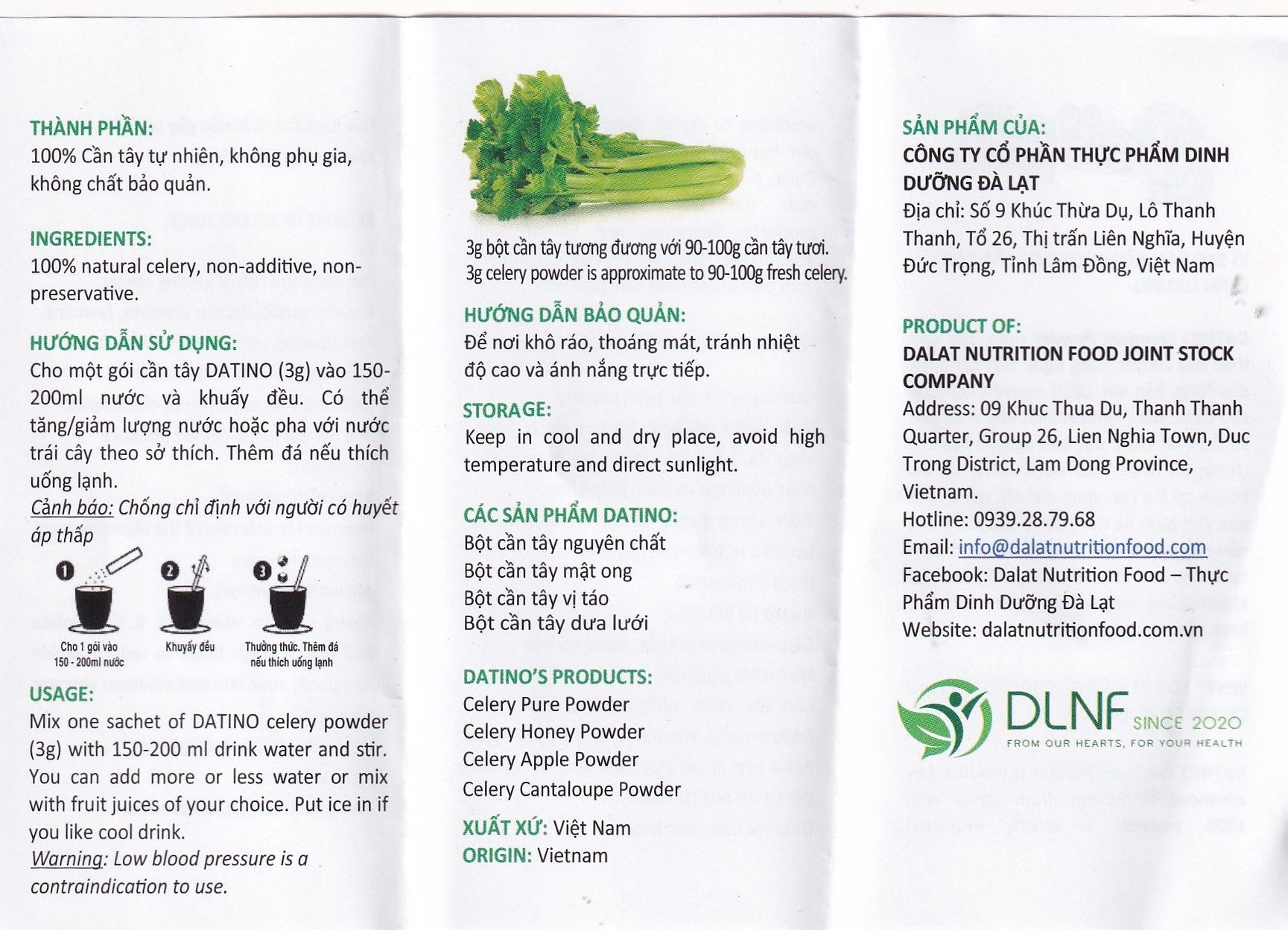 Hình ảnh Bột Cần Tây vị táo Datino hỗ trợ giảm cholesterol xấu trong máu (3g x 15 gói)