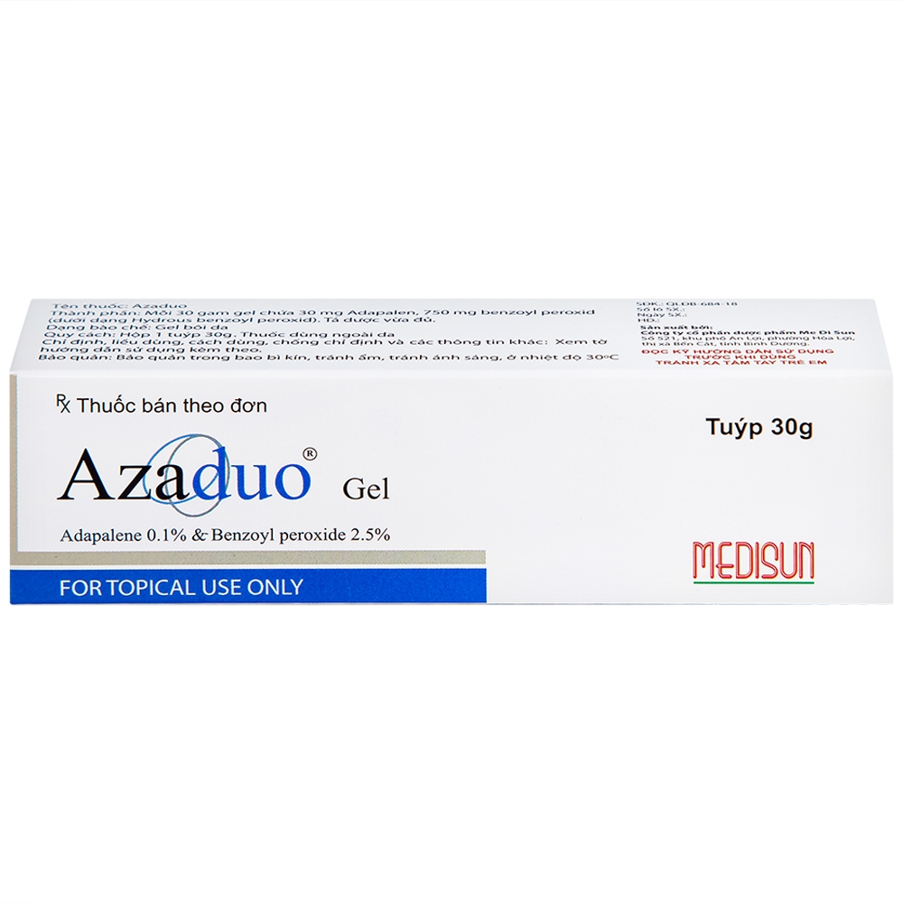 Hình ảnh Gel Azaduo Medisun điều trị mụn trứng cá nhẹ đến vừa (30g)