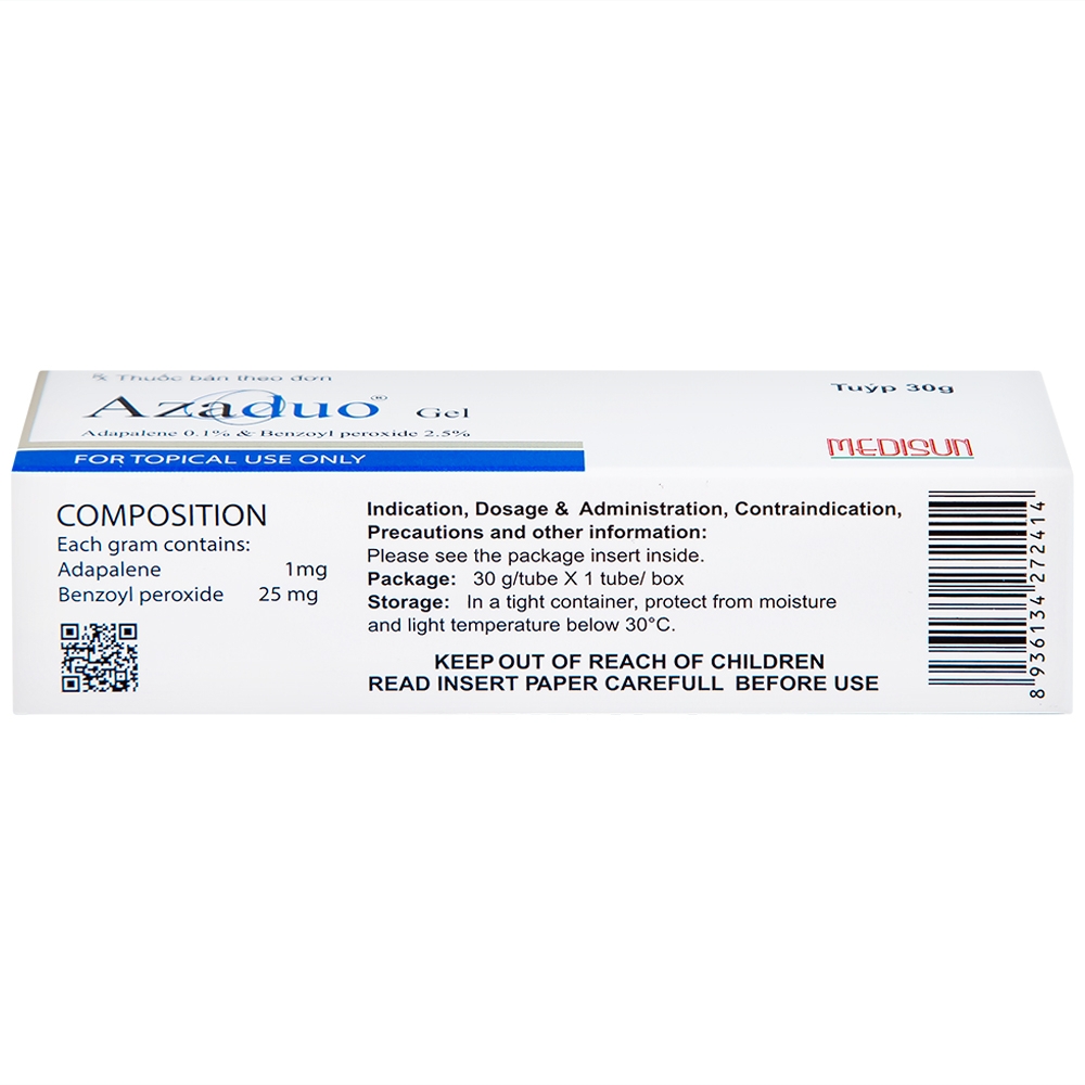 Hình ảnh Gel Azaduo Medisun điều trị mụn trứng cá nhẹ đến vừa (30g)
