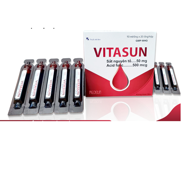Hình ảnh Dung dịch Vitasun Medisun phòng ngừa và điều trị thiếu máu do thiếu sắt (20 ống x 10ml)