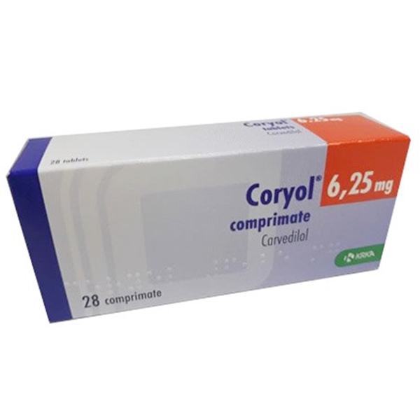 Hình ảnh Thuốc Coryol 6.25mg Krka điều trị tăng huyết áp, suy tim sung huyết, đau thắt ngực (4 vỉ x 7 viên)