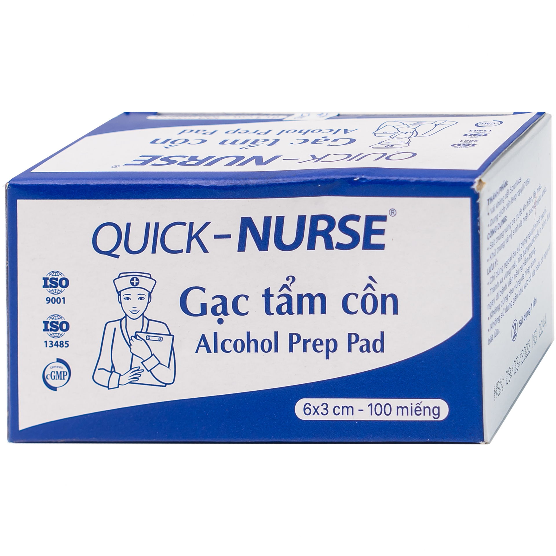 Hình ảnh Gạc tẩm cồn 6cm x 3cm Quick - Nurse làm sạch da và chống lại vi khuẩn (100 miếng)