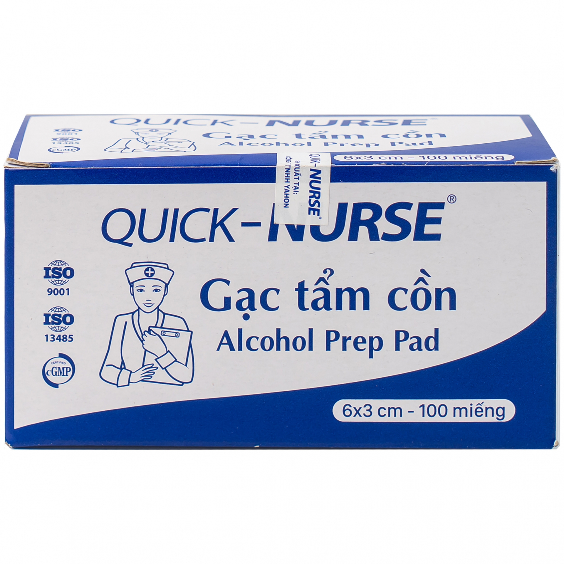 Hình ảnh Gạc tẩm cồn 6cm x 3cm Quick - Nurse làm sạch da và chống lại vi khuẩn (100 miếng)