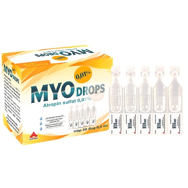 Hình ảnh Thuốc nhỏ mắt Myo Drops 0.01% HaNoi Pharma giảm tiến triển cận thị (20 ống x 0.4ml)
