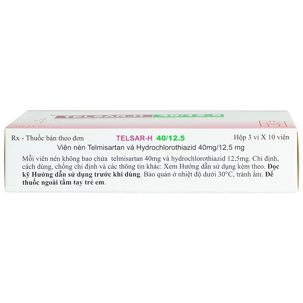 Hình ảnh Thuốc Telsar-H 40/12.5 Hetero điều trị tăng huyết áp (3 vỉ x 10 viên)