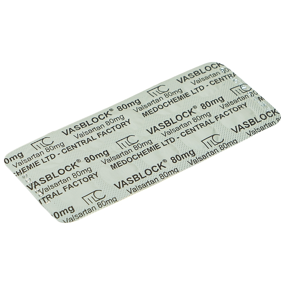 Hình ảnh Thuốc Vasblock 80mg Medochemie điều trị tăng huyết áp, suy tim (3 vỉ x 10 viên)