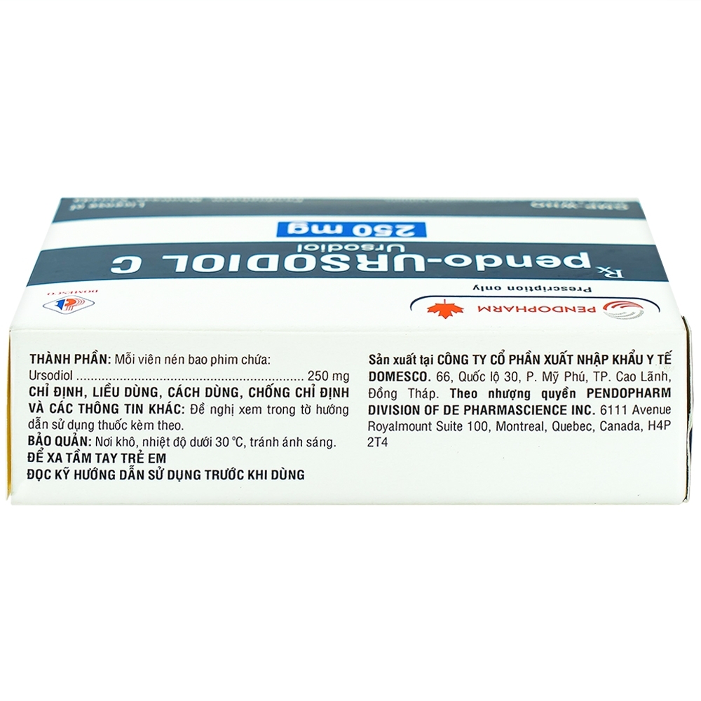 Hình ảnh Viên nén pendo-Ursodiol C 250mg Domesco điều trị xơ gan mật nguyên phát (3 vỉ x 10 viên)