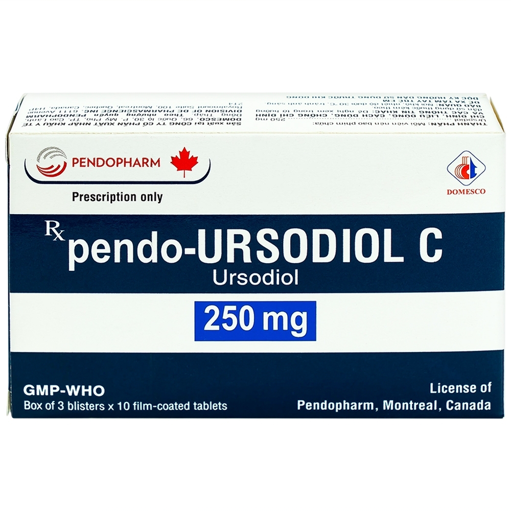 Hình ảnh Viên nén pendo-Ursodiol C 250mg Domesco điều trị xơ gan mật nguyên phát (3 vỉ x 10 viên)