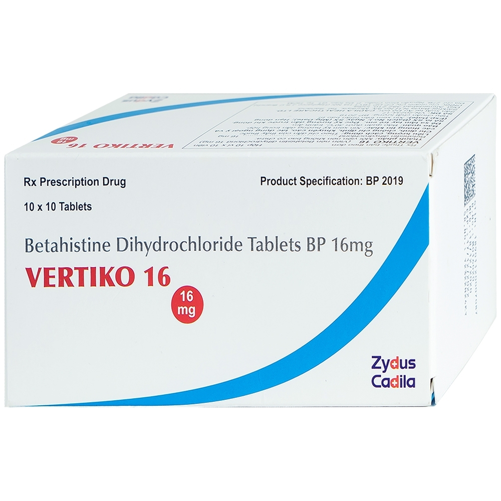 Hình ảnh Thuốc Vertiko 16 Cadila điều trị chóng mặt, suy giảm thính giác (10 vỉ x 10 viên)