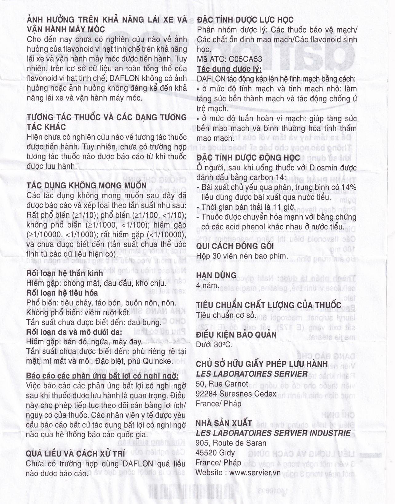 Hình ảnh Thuốc Daflon 1000mg Servier điều trị triệu chứng thực thể liên quan đến trĩ cấp (3 vỉ x 10 viên)