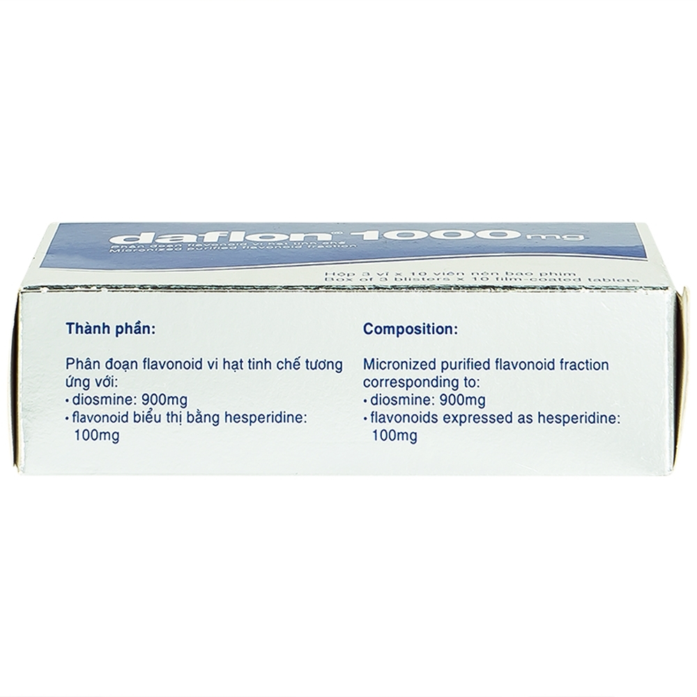 Hình ảnh Thuốc Daflon 1000mg Servier điều trị triệu chứng thực thể liên quan đến trĩ cấp (3 vỉ x 10 viên)