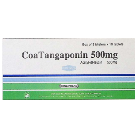 Hình ảnh Thuốc Coatangaponin 500mg Donaipharm điều trị triệu chứng các cơn chóng mặt (2 vỉ x 10 viên)