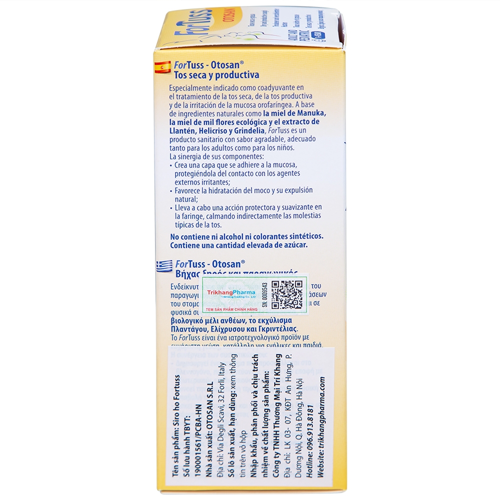 Hình ảnh Siro ho Fortuss Otosan làm dịu cơn ho hiệu quả, bảo vệ niêm mạc (180g)