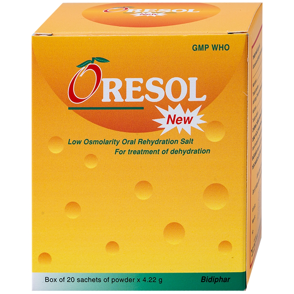 Hình ảnh Thuốc bột uống Oresol New 4.22g Bidiphar phòng và điều trị mất nước và chất điện giải (20 gói)