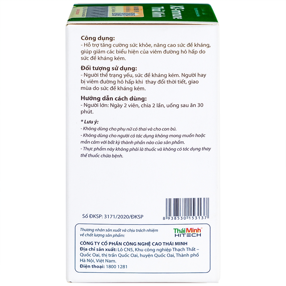 Hình ảnh Thực phẩm bảo vệ sức khỏe X3-immune Thái Minh hỗ trợ tăng cường sức khỏe, giảm viêm đường hô hấp (30 viên)
