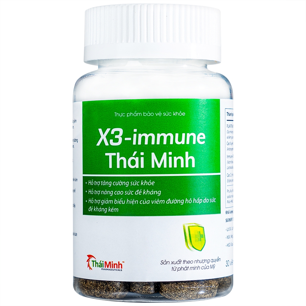 Hình ảnh Thực phẩm bảo vệ sức khỏe X3-immune Thái Minh hỗ trợ tăng cường sức khỏe, giảm viêm đường hô hấp (30 viên)