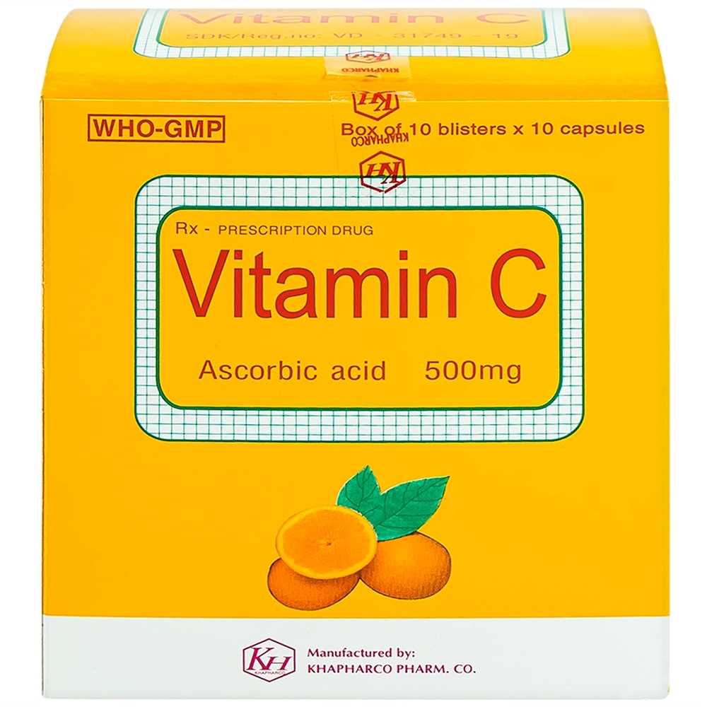 Hình ảnh Thuốc Vitamin C 500mg Khapharco điều trị bệnh Scorbut (10 vỉ x 10 viên)