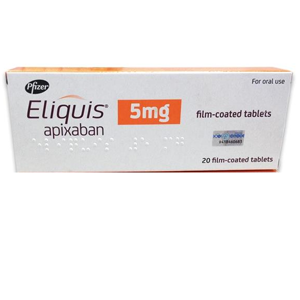 Hình ảnh Thuốc Eliquis 5mg Pfizer phòng ngừa biến cố thuyên tắc huyết khối tĩnh mạch, đột quỵ (20 viên)