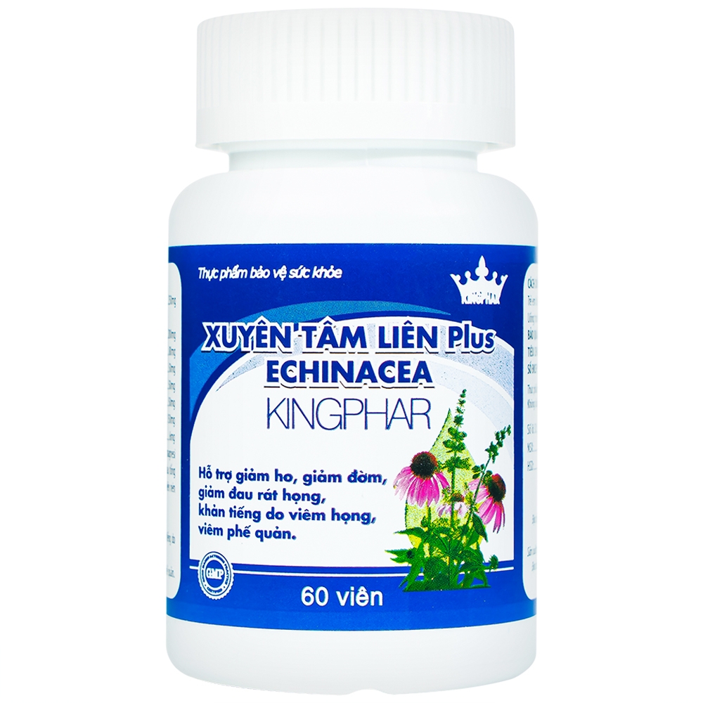 Hình ảnh Viên nén Xuyên Tâm Liên Plus Echinacea Kingphar hỗ trợ giảm ho, giảm đờm, giảm đau rát họng (60 viên)