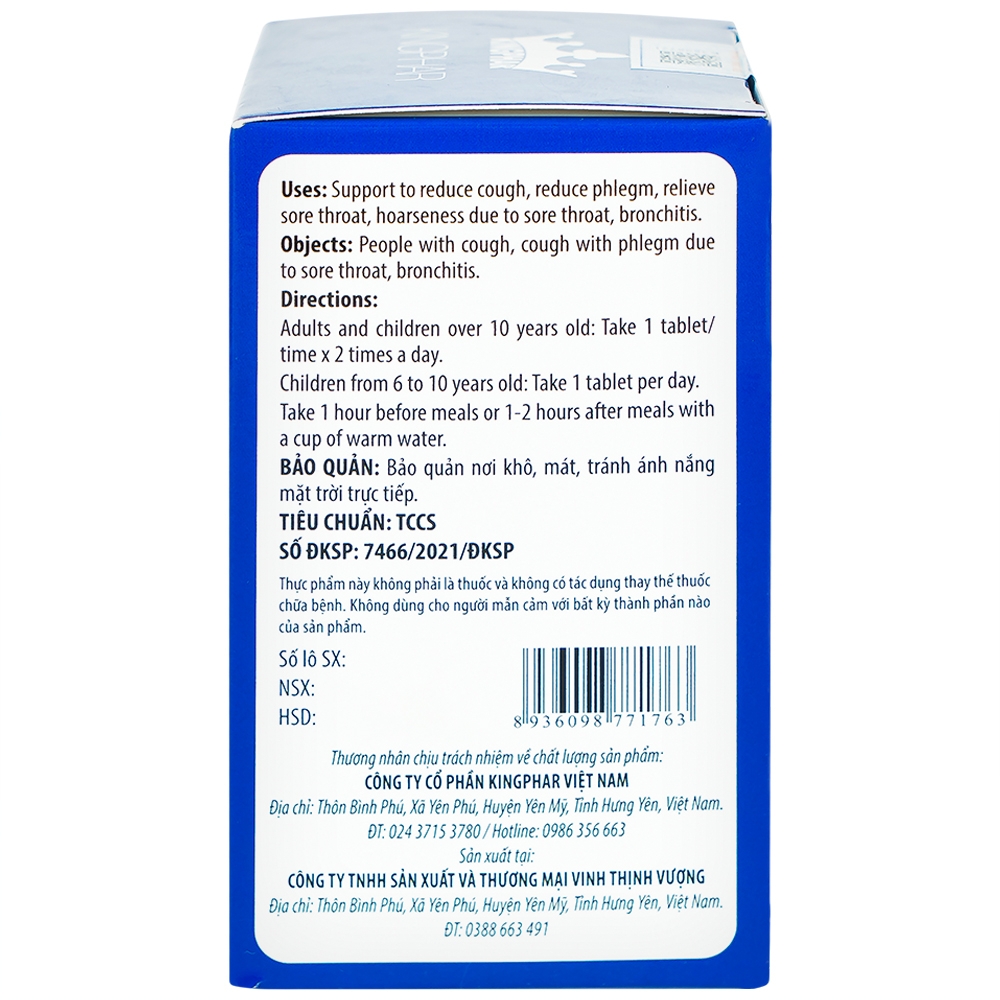 Hình ảnh Viên nén Xuyên Tâm Liên Plus Echinacea Kingphar hỗ trợ giảm ho, giảm đờm, giảm đau rát họng (60 viên)