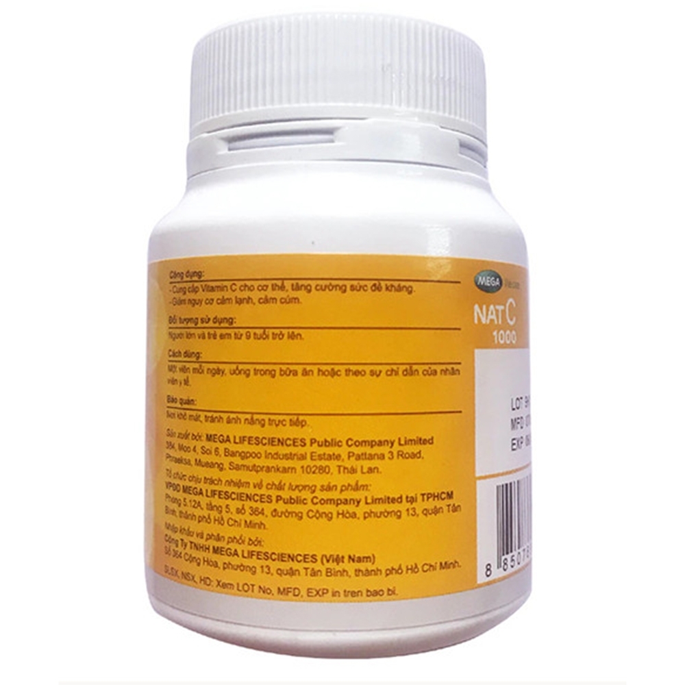 Hình ảnh Viên uống Nat C 1000 cung cấp vitamin C cho cơ thể, tăng cường sức đề kháng (60 viên)