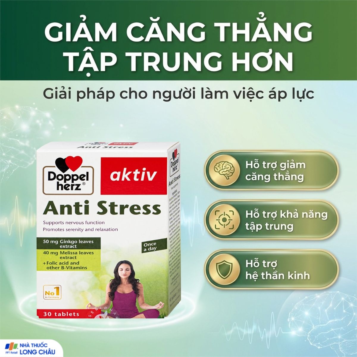 Hình ảnh Viên uống hỗ trợ giảm căng thẳng Anti Stress Doppelherz (2 vỉ x 15 viên)