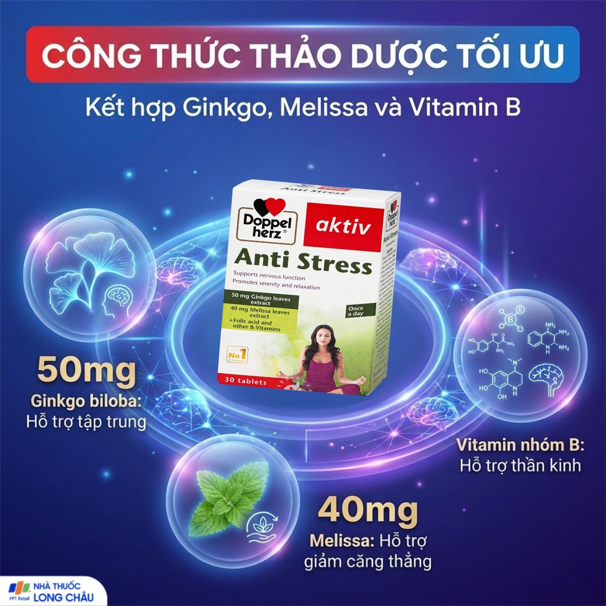 Hình ảnh Viên uống hỗ trợ giảm căng thẳng Anti Stress Doppelherz (2 vỉ x 15 viên)