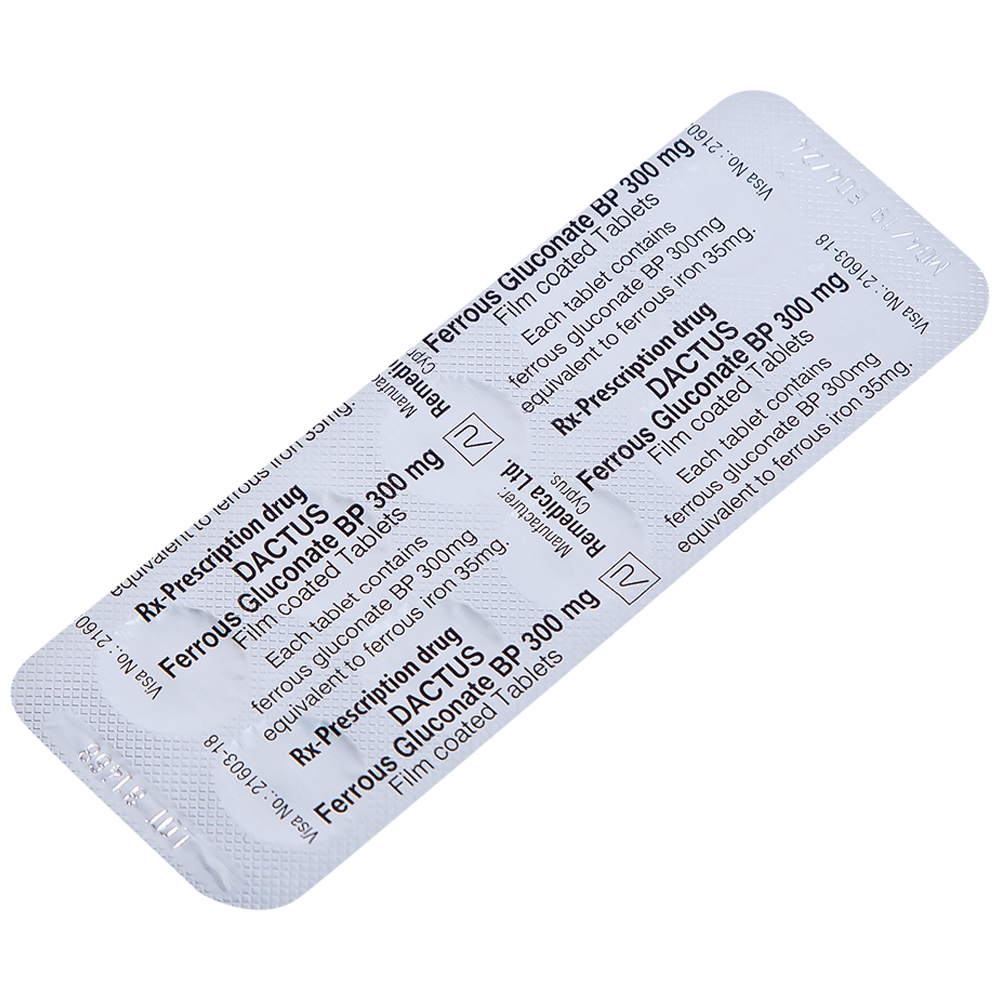 Hình ảnh Thuốc Dactus 300mg Remedica dự phòng và điều trị thiếu máu, thiếu sắt (50 viên)