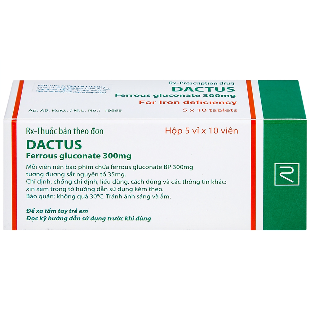 Hình ảnh Thuốc Dactus 300mg Remedica dự phòng và điều trị thiếu máu, thiếu sắt (50 viên)