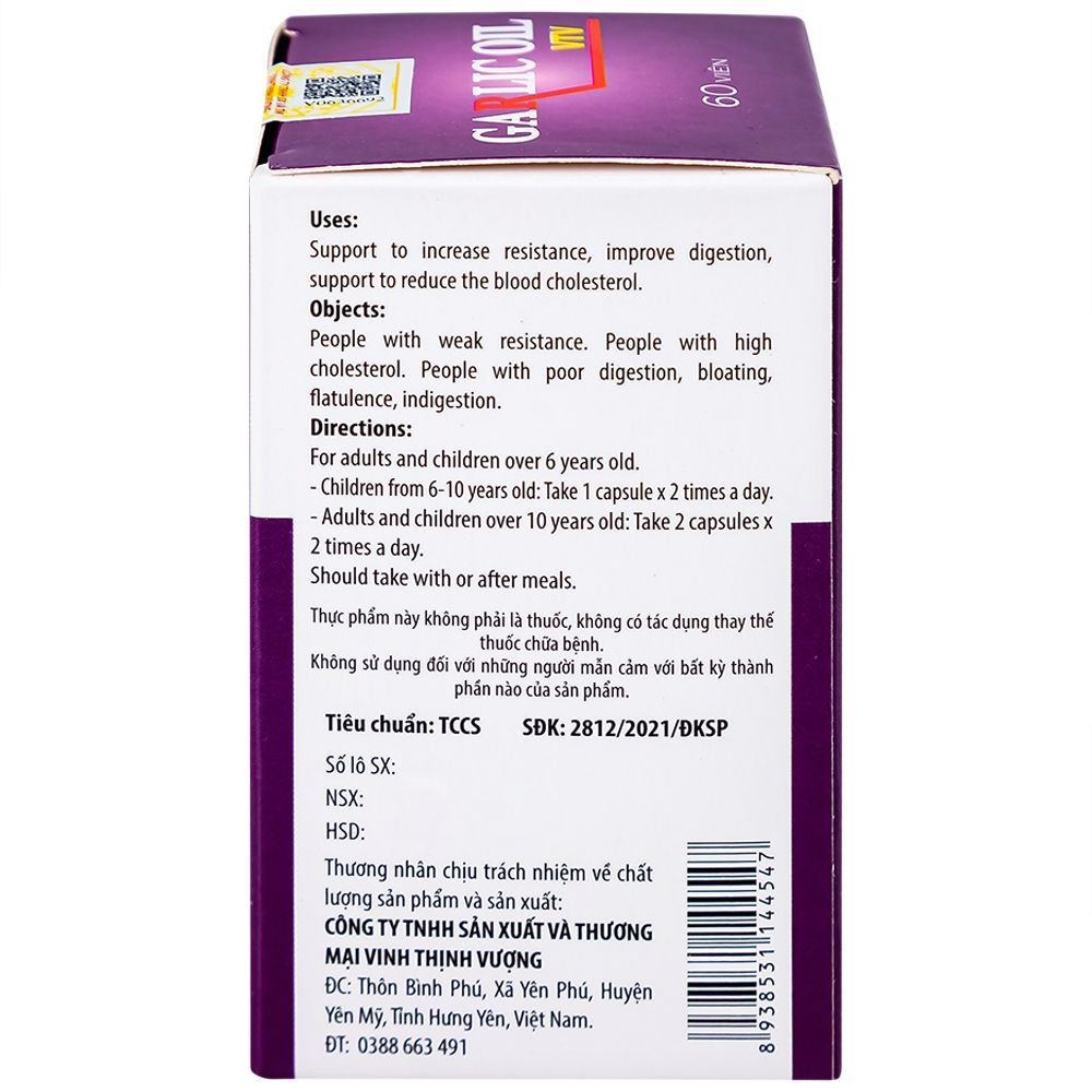 Hình ảnh Viên dầu tỏi đen Garlics Oil VTV hỗ trợ tăng cường sức đề kháng (60 viên)