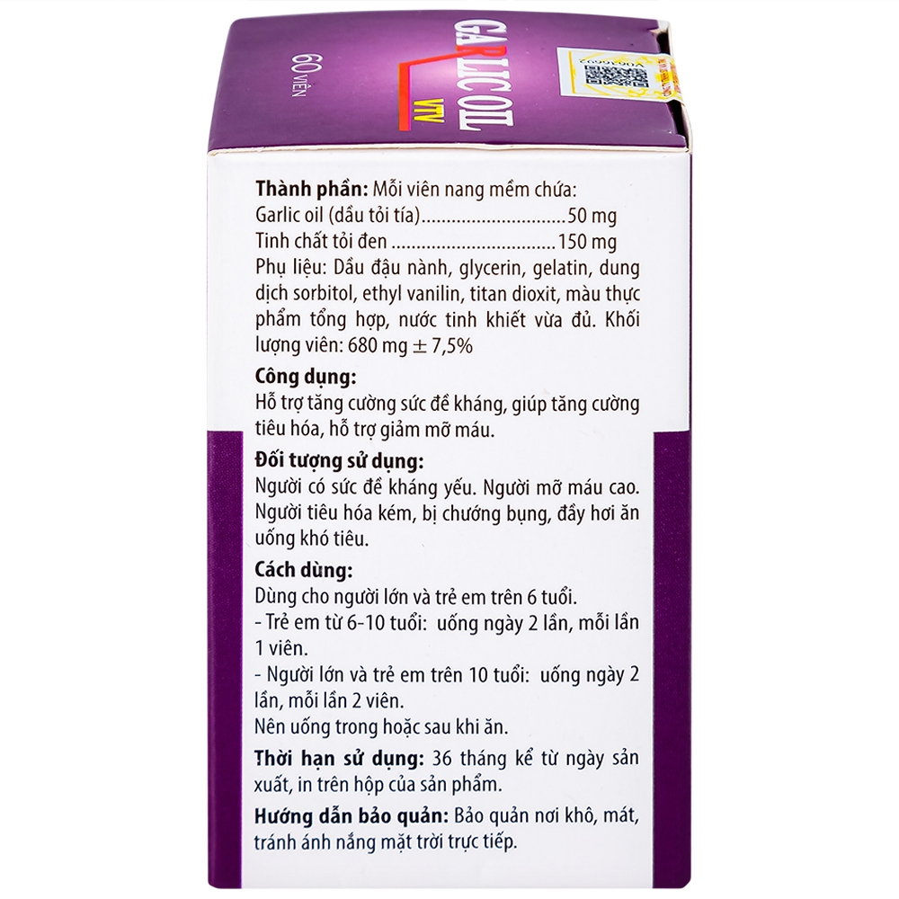 Hình ảnh Viên dầu tỏi đen Garlics Oil VTV hỗ trợ tăng cường sức đề kháng (60 viên)