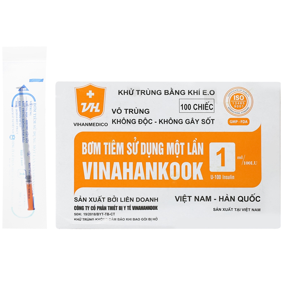 Hình ảnh Bơm tiêm sử dụng 1 lần Insulin Vinahankook (100 ống)