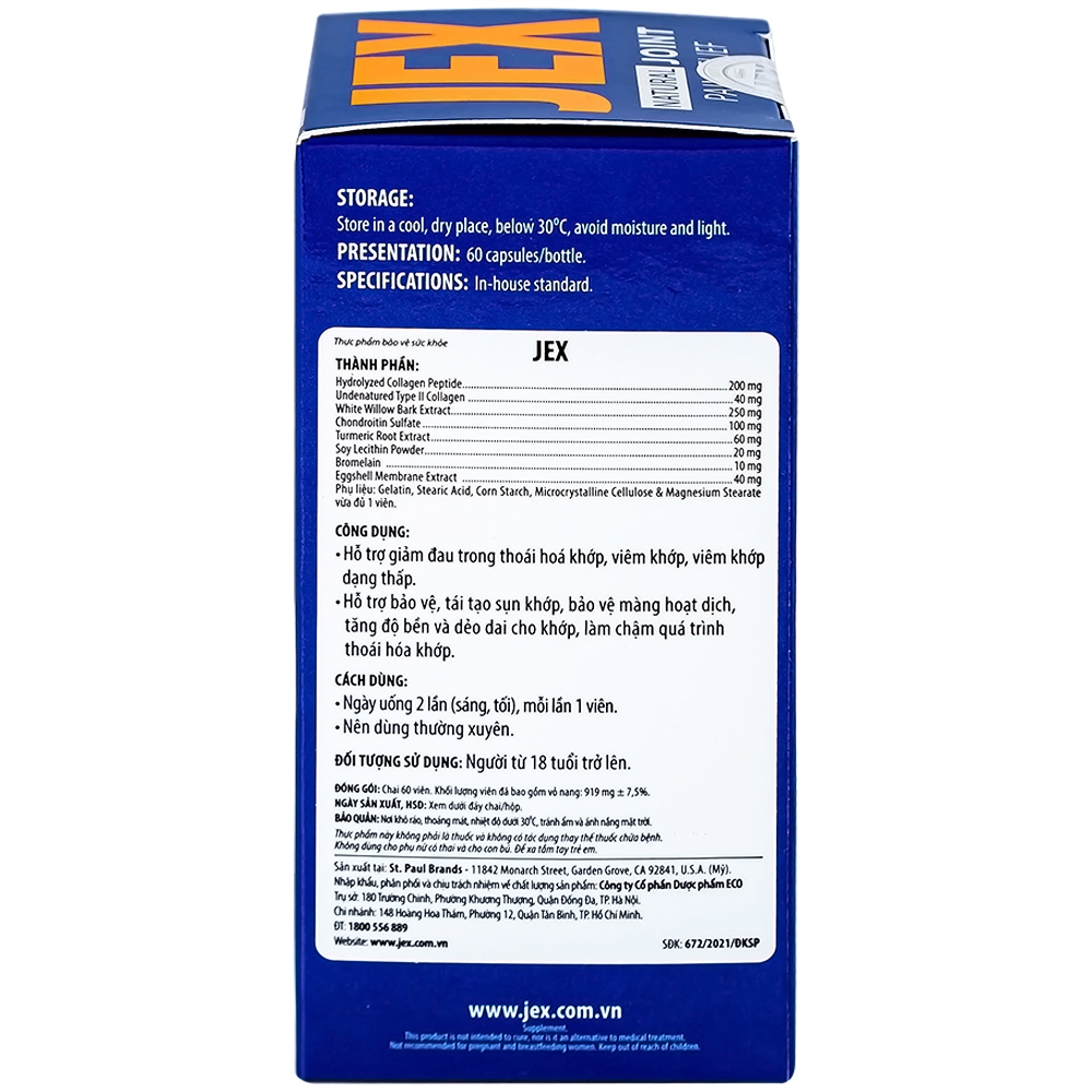 Hình ảnh Viên uống Jex Ecogreen hỗ trợ giảm đau trong thoái hoá khớp, viêm khớp (60 viên)