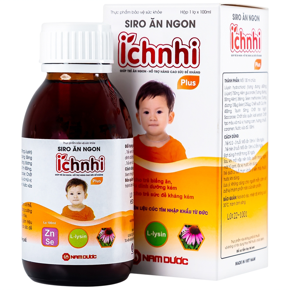 Hình ảnh Siro Ích Nhi Plus Nam Dược bổ sung kẽm, seien và lysin giúp trẻ ăn ngon (100ml)