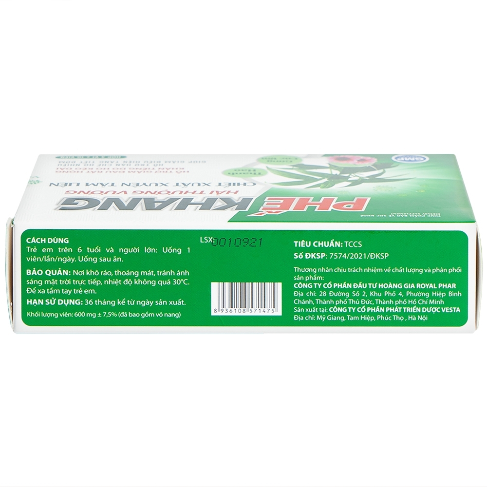 Hình ảnh Viên uống Phế Khang Hải Thượng Vương Vesta hỗ trợ giảm đau rát họng, khản tiếng do ho kéo dài (3 vỉ x 10 viên)