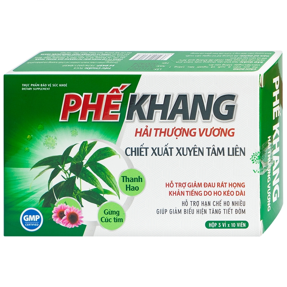 Hình ảnh Viên uống Phế Khang Hải Thượng Vương Vesta hỗ trợ giảm đau rát họng, khản tiếng do ho kéo dài (3 vỉ x 10 viên)