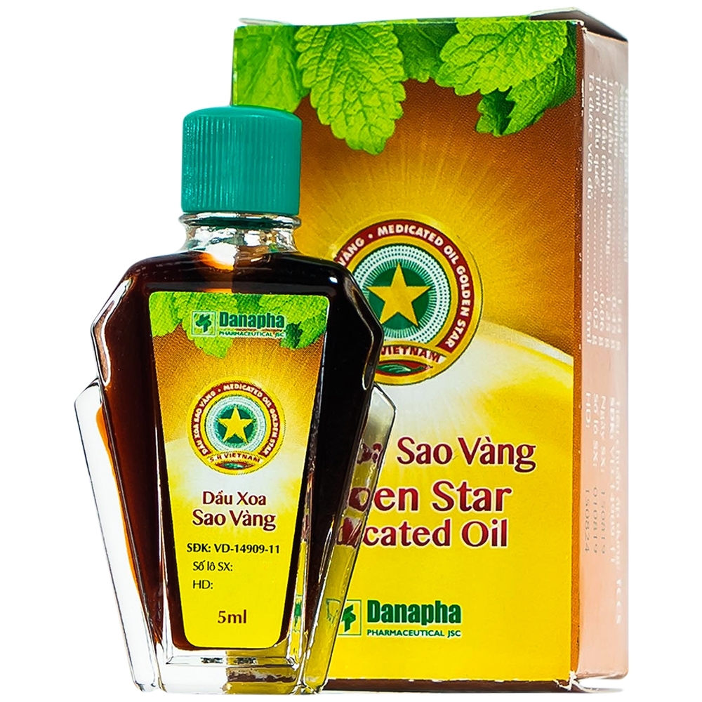 Hình ảnh Dầu xoa Sao Vàng Danapha điều trị nhức đầu, chóng mặt, cảm lạnh, sổ mũi (16 chai x 5ml)
