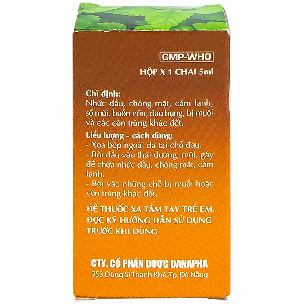 Hình ảnh Dầu xoa Sao Vàng Danapha điều trị nhức đầu, chóng mặt, cảm lạnh, sổ mũi (16 chai x 5ml)