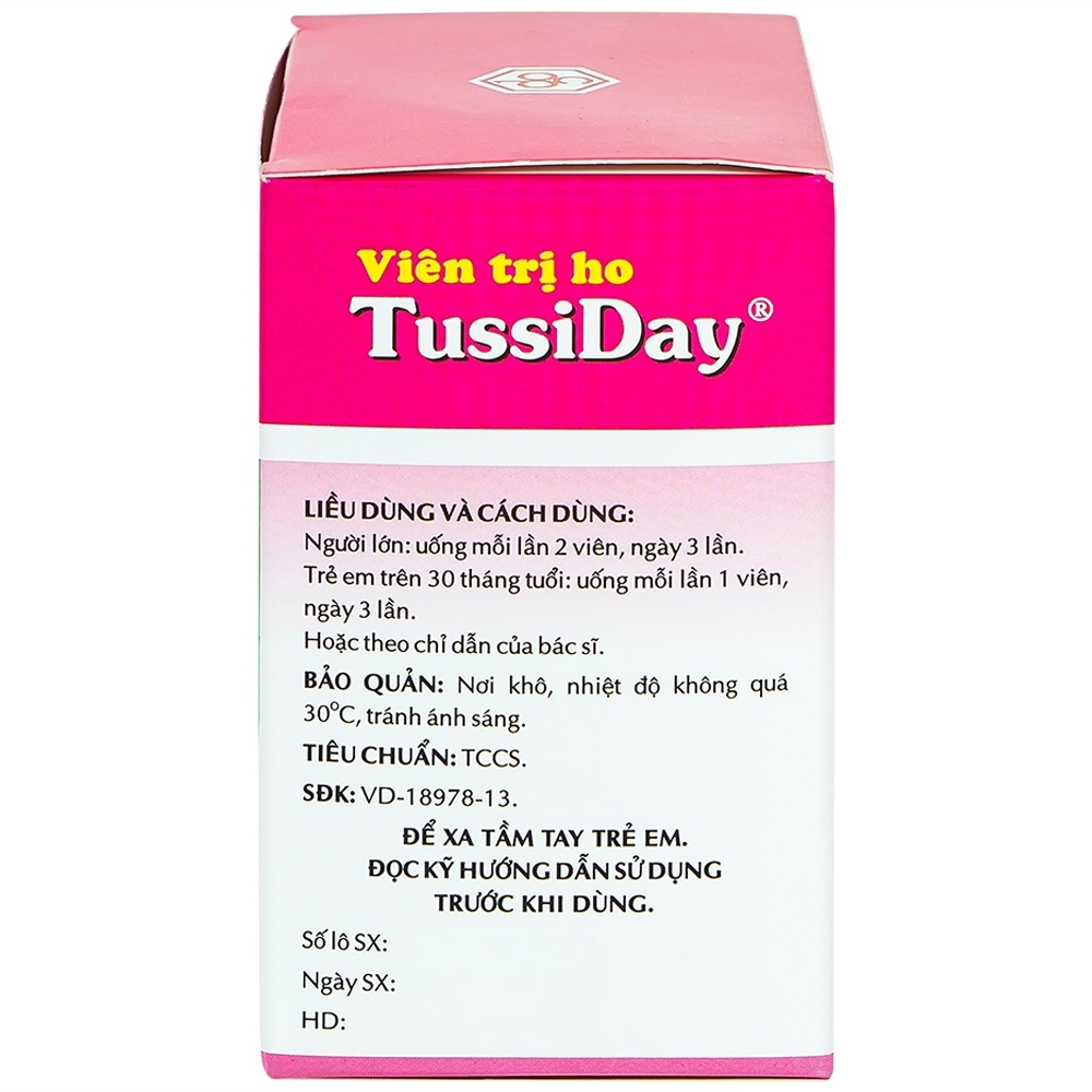 Hình ảnh Viên trị ho Tussiday OPC điều trị các chứng ho, đau họng, sổ mũi (10 vỉ x 10 viên)