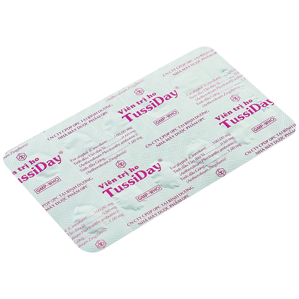 Hình ảnh Viên trị ho Tussiday OPC điều trị các chứng ho, đau họng, sổ mũi (10 vỉ x 10 viên)