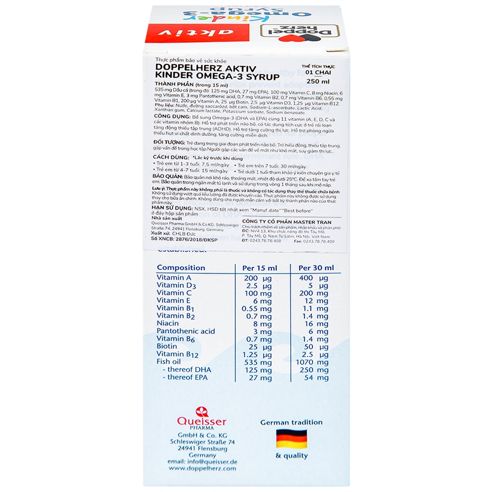 Hình ảnh Siro Kinder Omega-3 Syrup Doppelherz Aktiv hỗ trợ phát triển não bộ (250ml)